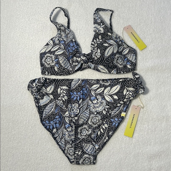 Summersalt 4 Bikini The Jetsetter floral tie front top and side tie bottoms NWT - Picture 2 of 8
